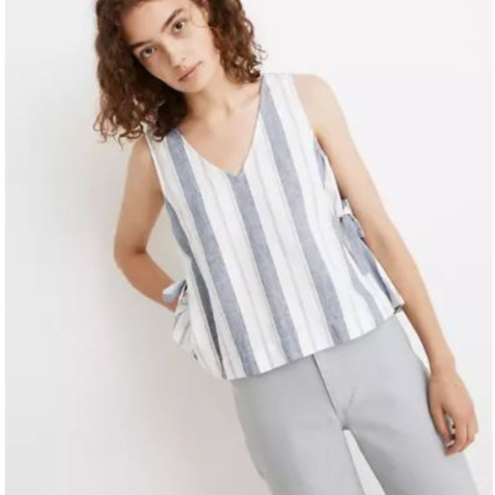Madewell - Linen-Blend Side-Tie Tank Top in Stripe